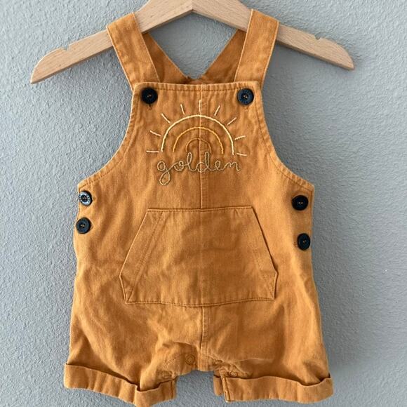 Baby Baby Embroidered Rainbow Golden Shortalls - Mustard Yellow - 3-6M - Picture 8 of 11